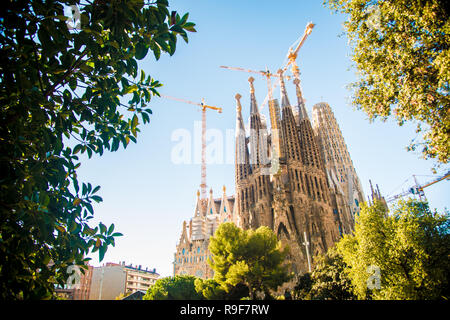 BARCELONA, SPAIN - November 24, 2018: La Sagrada Familia's construction in progress. It is on the part of UNESCO World Heritage site by an artist Anto Stock Photo