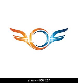 strong wings abstract bold color logo, Winged logo company and icon wing flying, eagle wing brand and logotype wing bird illustration, colorful wings  Stock Vector