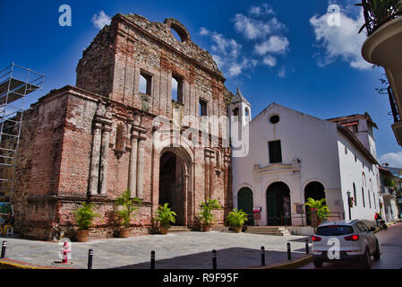 Old church ruin in Panama City, Casco Viejo Stock Photo