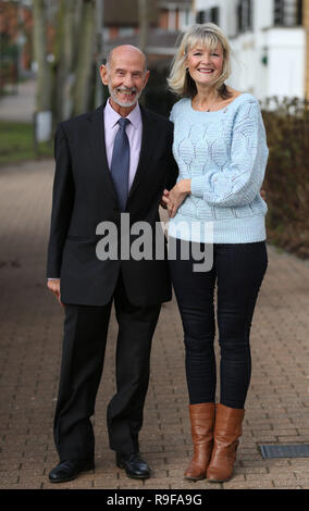 Donor Teresa Dobson meets the recipient of her kidney, Joe Salvatore, for the first time in, Kings Langley, Hertfordshire. Stock Photo