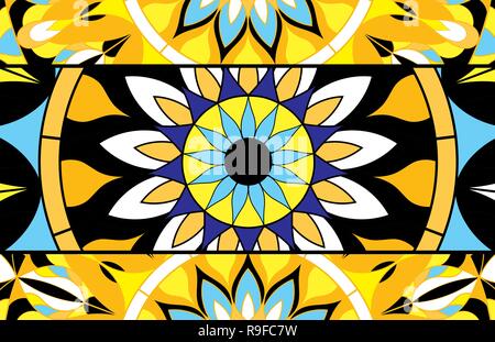 Abstract background of stained glass mandalas Stock Vector