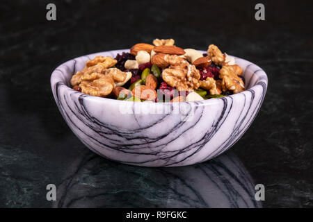 Nuts mix in a marble plate Stock Photo