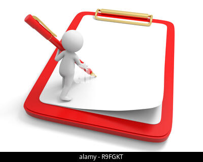 Write,Pen,A person  writing, standing on a board Stock Photo