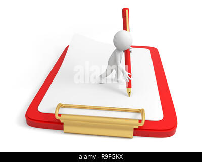 Write,Pen,A person  writing, standing on a board Stock Photo