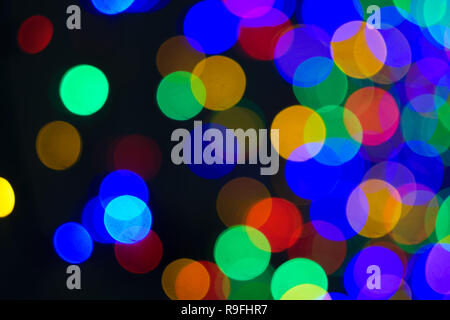 Abstract colorful blurred out of focus lights, bokeh background Stock Photo