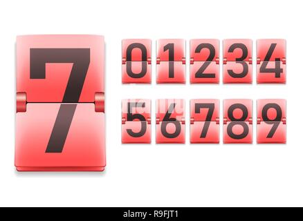 Set of numbers, digits in mechanical scoreboard style Stock Vector