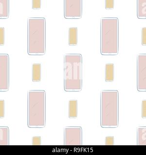 Seamless artistic handphone or mobilephone hand drawn background abstract. Vector artwork. Stock Vector