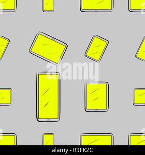 Seamless abstract handphone or mobilephone illustrations background. Vector artwork. Stock Vector