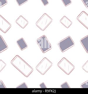 Seamless handphone or mobilephone illustrations background abstract, hand drawn texture. Vector artwork. Stock Vector