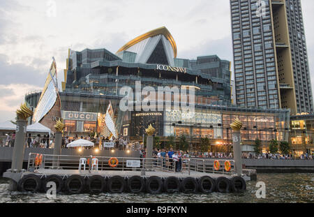 Bangkok, Thailand - March 10, 2022: Luxury brand name shops at Icon Siam,  the luxury department store at Chao Phraya river Stock Photo