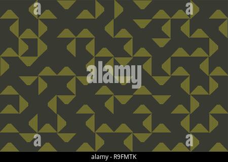 Abstract, seamless background pattern made with triangle shapes with thin lines. Green on dark green modern vector art. Stock Vector