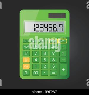 Realistic calculator vector icon isolated on black background, vector illustration. Stock Vector