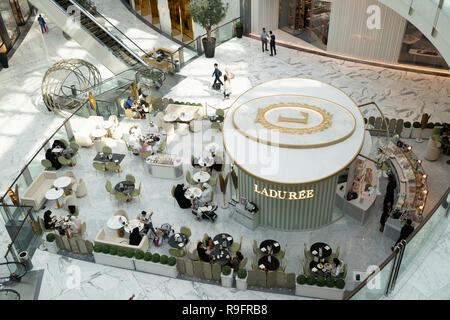 Laduree cafe inside new  luxury section of Dubai Mall Fashion Avenue , Downtown Dubai, United Arab Emirates Stock Photo