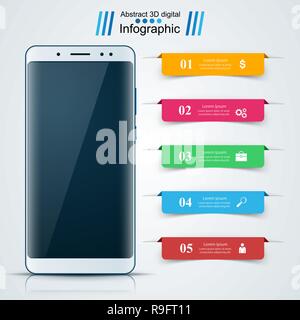 Digital gadget, smartphone. Business infographic. Stock Vector