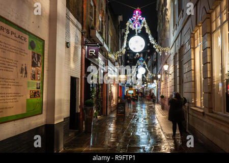 LONDON - DECEMBER 23, 2018: St Christopher's Place Piazza and the surrounding streets just off famous London's Oxford Street are decorated for Christm Stock Photo