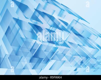 Blue and white abstract perspective cubes background in modern style - vector illustration. Backdrop for future technology, data science, computer sec Stock Vector