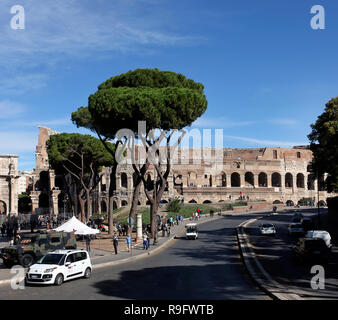 Via Cello Vibernna is a street that runs around a major part of the Colosseum in Rome Italy Stock Photo