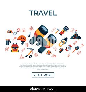 Digital vector mountaineering technology icons set infographics Stock Vector