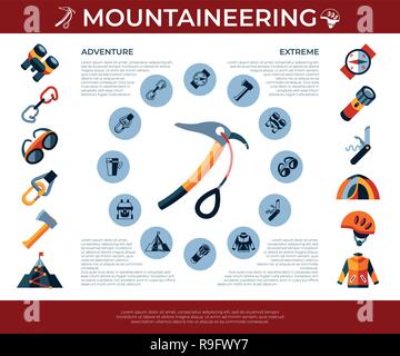 Digital vector mountaineering technology icons set infographics Stock Vector