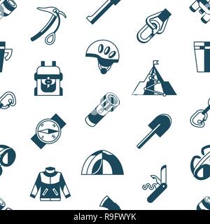 Digital vector mountaineering technology icons set infographics, seamless pattern Stock Vector