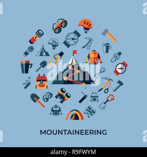 Digital vector mountaineering technology icons set infographics Stock Vector