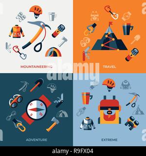 Digital vector mountaineering technology icons set infographics Stock Vector