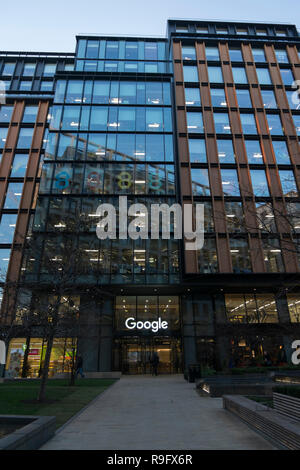 The offices of Google HQ in St Pancras Square in the St Pancras shopping and office district in N1C, London, UK. Stock Photo