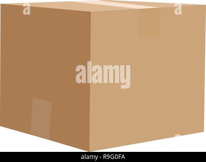 Closed cardboard box vector illustration isolated on white background Stock Vector