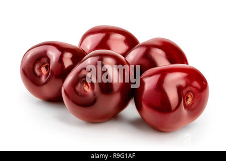 Sweet red cherries isolated on white background macro. Stock Photo