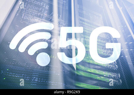5G Fast Wireless internet connection Communication Mobile Technology concept. Stock Photo