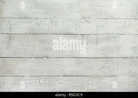 Old white weathered pine wood plank table top background Stock Photo