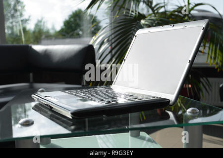side view.work Desk in a modern office. business concept Stock Photo
