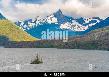 Wild Goose Island on St Mary Lake in Glacier National Park, Montana Stock Photo