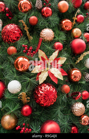 various christmas decorations on the christmas tree Stock Photo