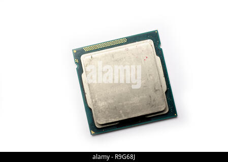 Computer processor on isolated white background. Stock Photo