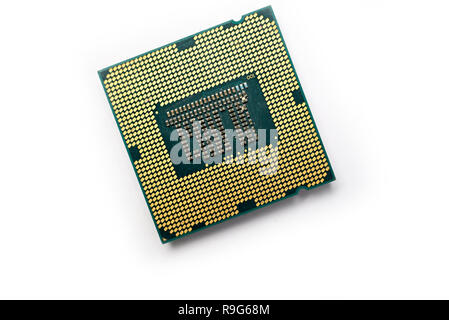Computer processor on isolated white background. Stock Photo