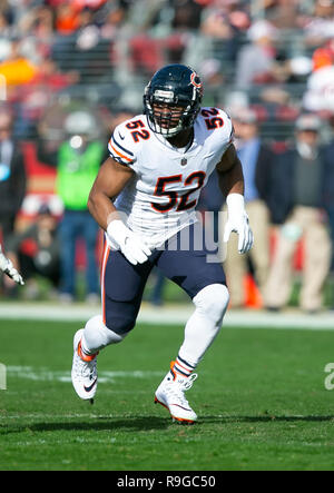 Halftime. 23rd Dec, 2018. Chicago Bears outside linebacker Khalil Mack (52) in action during the NFL football game between the Chicago Bears and the San Francisco 49ers at Levi's Stadium in Santa Clara, CA. The 49ers lead the Bears 9-7 at halftime. Damon Tarver/Cal Sport Media/Alamy Live News Stock Photo