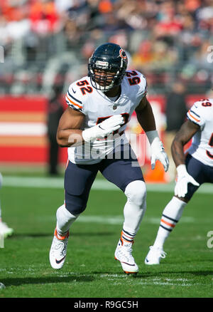 Halftime. 23rd Dec, 2018. Chicago Bears outside linebacker Khalil Mack (52) in action during the NFL football game between the Chicago Bears and the San Francisco 49ers at Levi's Stadium in Santa Clara, CA. The 49ers lead the Bears 9-7 at halftime. Damon Tarver/Cal Sport Media/Alamy Live News Stock Photo