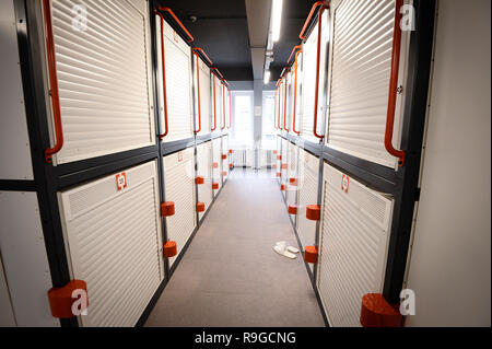 Warsaw, Poland. 23rd Dec, 2018. Capsules are seen at the first Japanese style capsule hotel in Warsaw, Poland, Dec. 23, 2018. Credit: Jaap Arriens/Xinhua/Alamy Live News Stock Photo