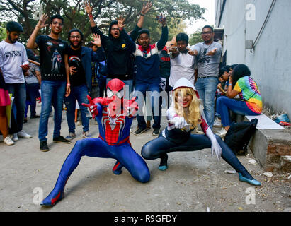 Mumbai, India. 23rd Dec, 2018. Cosplayers are seen posing for a photo during the second day of the 8th 'Mumbai Comic Con 2018' at Bombay Exhibition Center in Mumbai. Credit: Azhar Khan/SOPA Images/ZUMA Wire/Alamy Live News Stock Photo