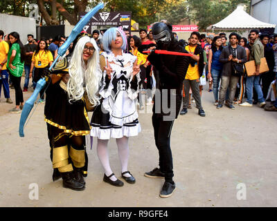 Mumbai, India. 23rd Dec, 2018. Cosplayers are seen posing for a photo during the second day of the 8th 'Mumbai Comic Con 2018' at Bombay Exhibition Center in Mumbai. Credit: Azhar Khan/SOPA Images/ZUMA Wire/Alamy Live News Stock Photo