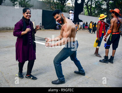 Mumbai, India. 23rd Dec, 2018. A cosplayer seen acting during the second day of the 8th 'Mumbai Comic Con 2018' at Bombay Exhibition Center in Mumbai. Credit: Azhar Khan/SOPA Images/ZUMA Wire/Alamy Live News Stock Photo