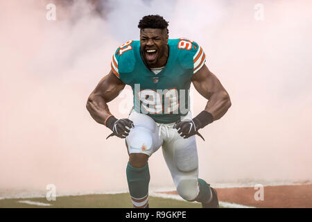 December 23, 2018: Cameron Wake #91 of Miami is introduced before the NFL  football game between the Miami Dolphins and Jacksonville Jaguars at Hard  Rock Stadium in Miami Gardens FL. The Jaguars