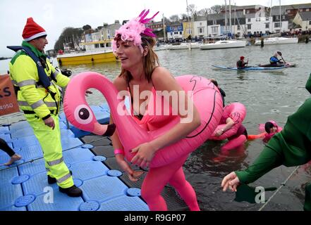 Christmas Day Harbour Swim run by Weymouth and Portland Lions Club raises money for local charities Credit: Finnbarr Webster/Alamy Live News Stock Photo