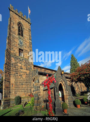 Armistice Day 11/11/2019 Red Cross of Poppies, St Wilfrids Church, Grappenhall, St Georges Flag, Warrington, Cheshire, UK, WA4 2SJ Stock Photo