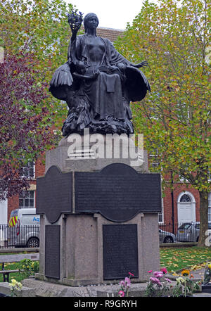 The Angel of Bridgwater, 'Civilization as a seated female', Bridgwater War Memorial in King Square, Bridgwater, Somerset , Souh West England, UK Stock Photo