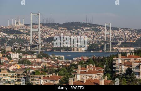 Istanbul, Turkey - Istanbul has many famous and important bridges, with the Bosphorus Bridge and the Fatih Sultan Mehmet Bridge above the others Stock Photo