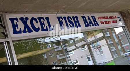 Excel Fish Bar, 73 West St, Bridgwater, Somerset, South West England, UK, TA6 3RH - Spreadsheet Supper bar and fast food Stock Photo