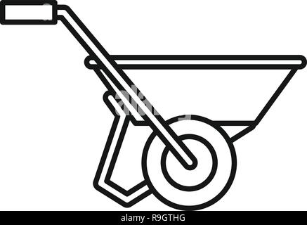 Wheelbarrow icon. Outline wheelbarrow vector icon for web design isolated on white background Stock Vector