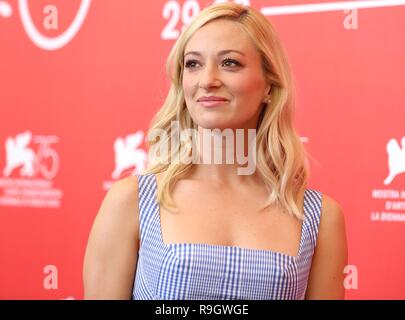 VENICE, ITALY – AUG 29, 2018: Olivia Hamilton attends the 'First Man' photocall at the 75th Venice International Film Festival (Ph: Mickael Chavet) Stock Photo